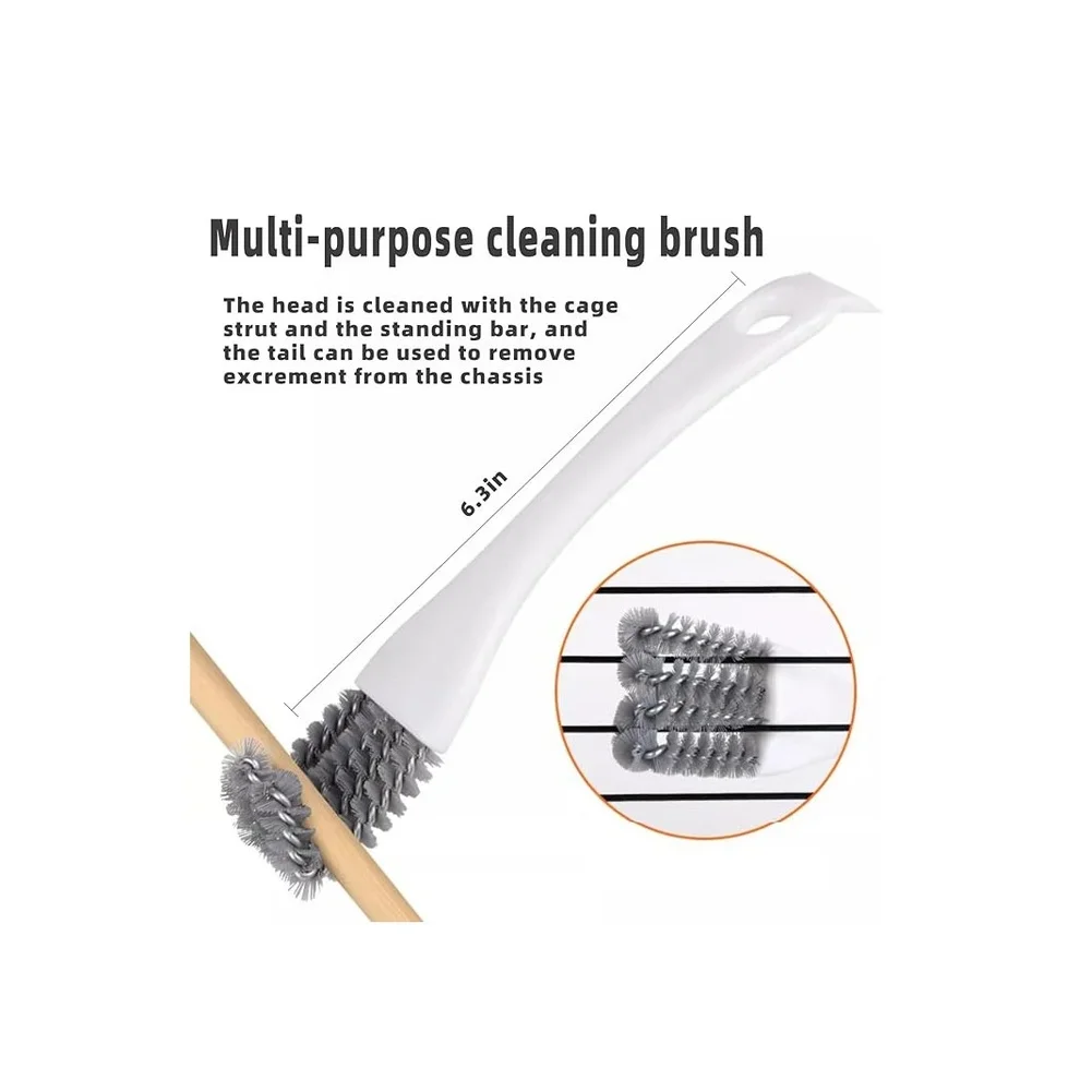 For Parakeets And Long Tail Parrots Cage Cleaner Brush With Stainless Steel Construction And Ergonomic Handle For Easy Cleaning