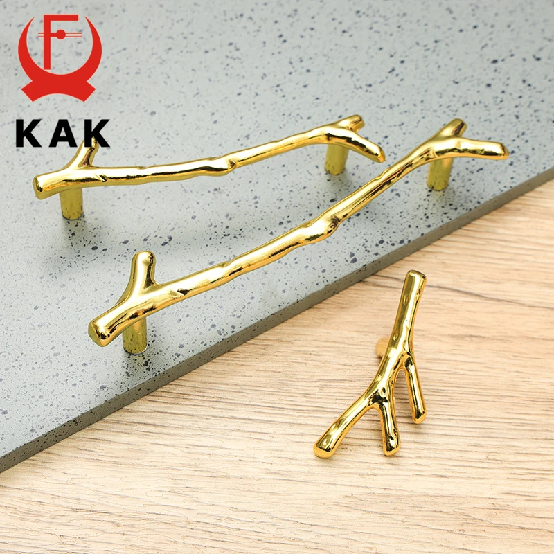 KAK Fashion Tree Branch Furniture Handle 96mm 128mm Black Silver Bronze Kitchen Cabinet Handles Drawer Knobs Door Pulls Hardware