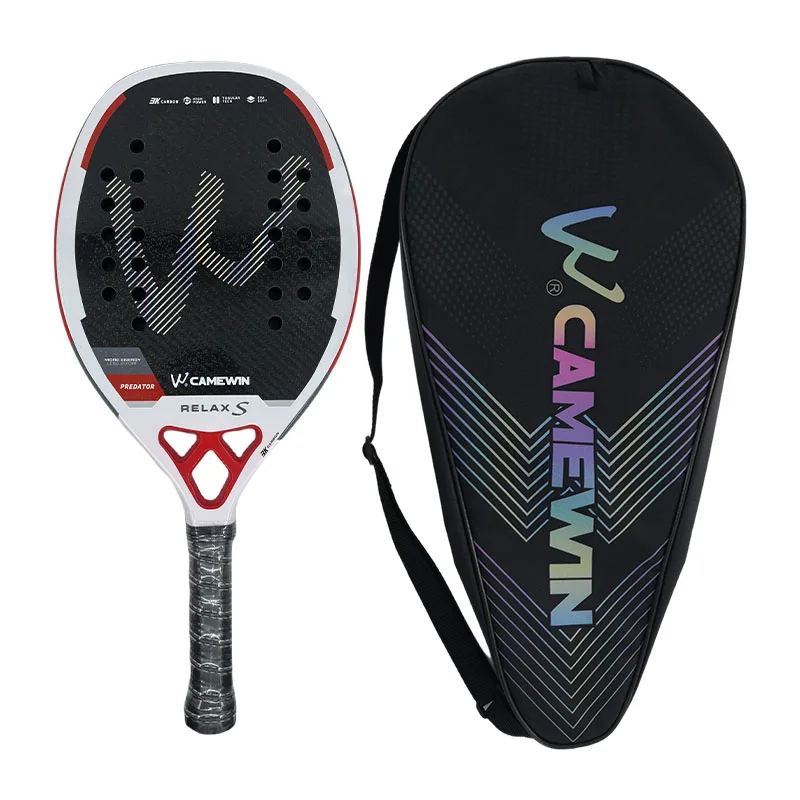 Camewin 2025 Beach Tennis 3K Full Carbon Fiber Rude Face Feminino Raquete Beach Tennis Carbon Frame Professional Masculina