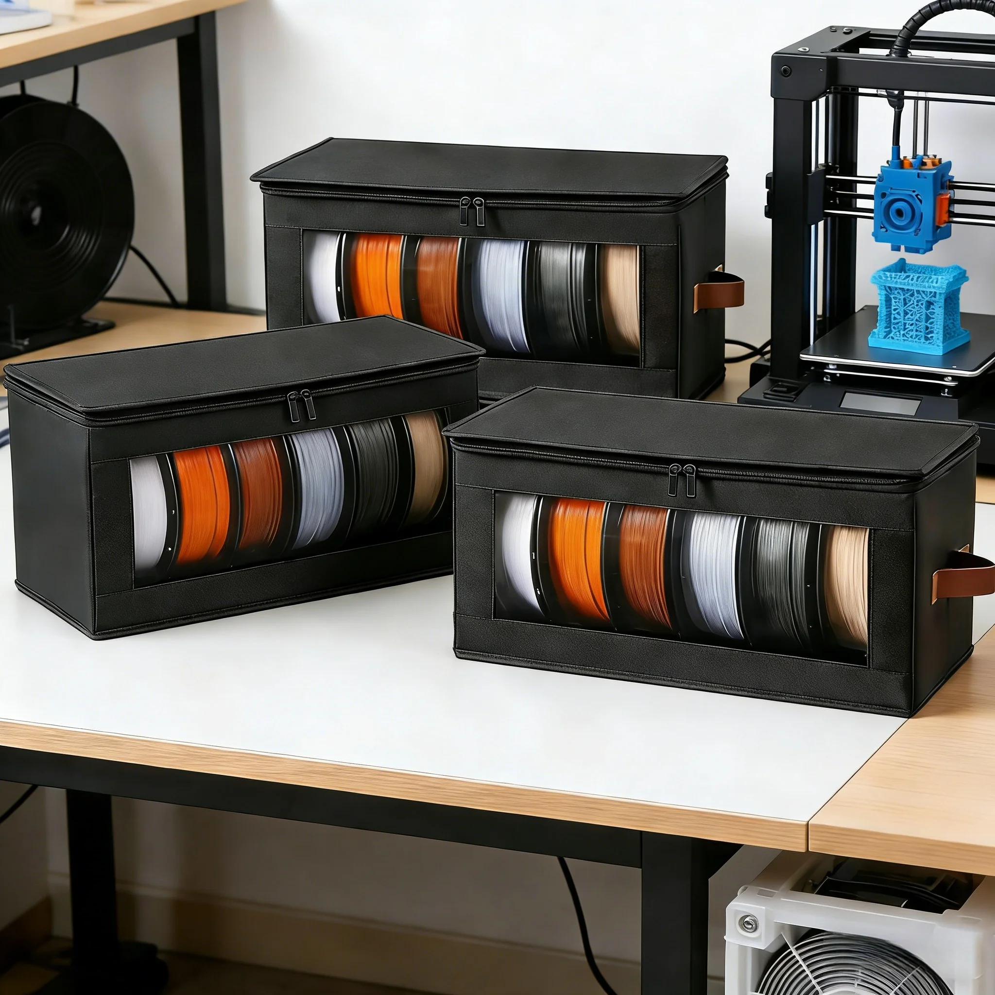 3D Printer Filament Storage Bag- Filament Storage Bag with Cover, 3D Printing Accessories Holder Rack for Home, Office Workshop
