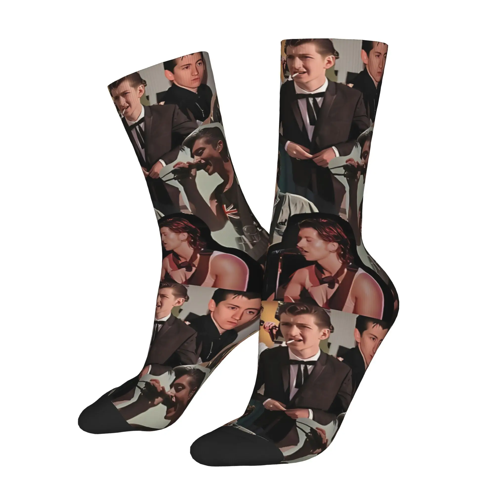 Забавные носки с принтом Alex Turner Arctic Monkeys Collage Alex Turnerr Harajuku, мужские носки с бесшовным узором, повседневные мужские носки