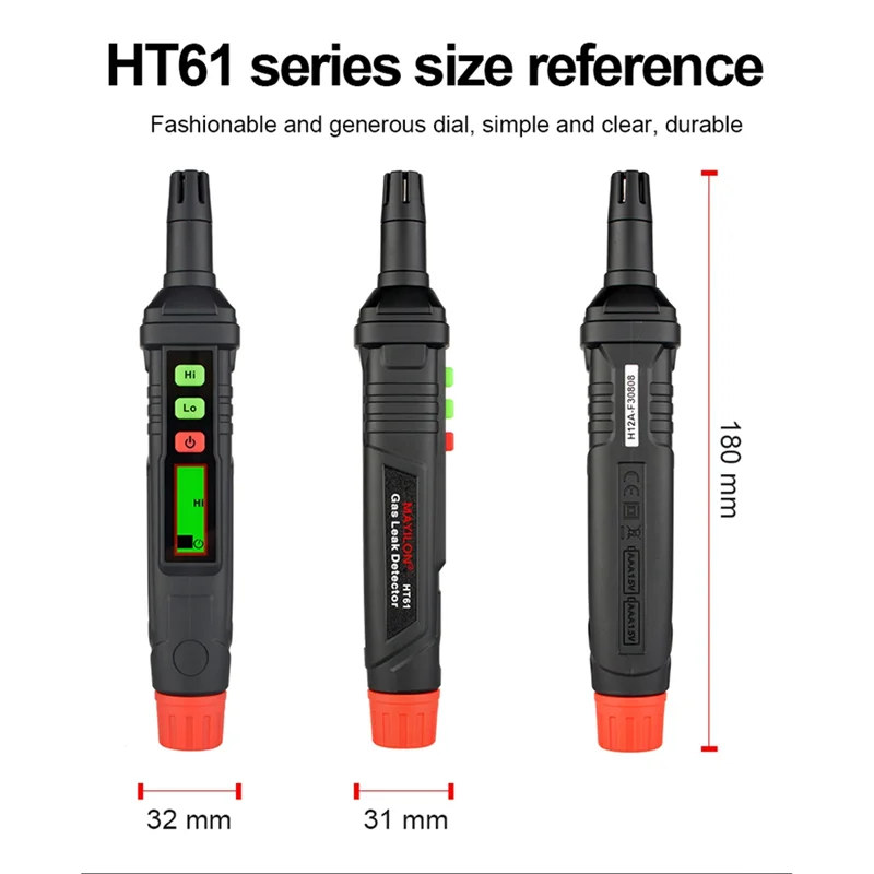 MAYILON HT61 Gas Leak Detector Pen 0-1000PPM with LCD Display Alarm Combustible Flammable Natural Methane Gas Detector