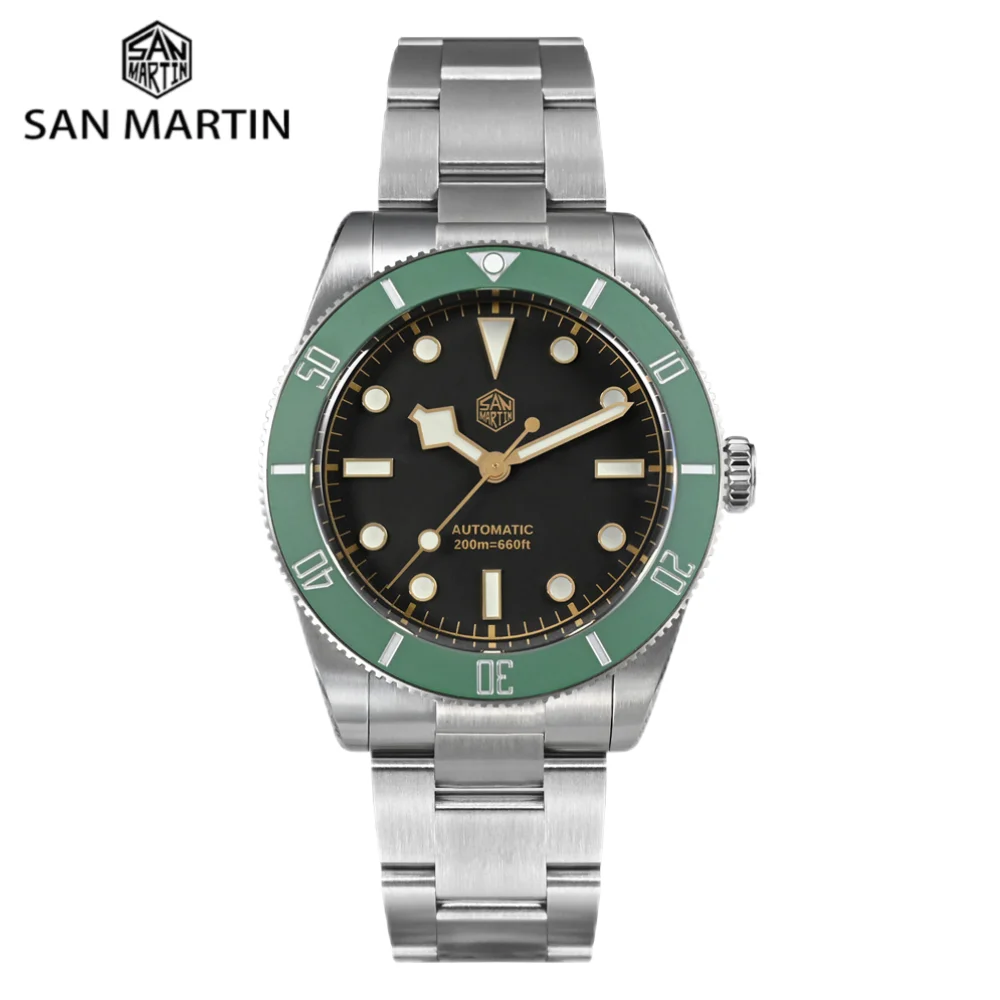 

San Martin 37mm BB54 Men Diving Watch NH35 Matte Ceramic Bezel Wristwatch Classic BGW-X1 Sapphire 20Bar Reloj Hombre SN0138GW