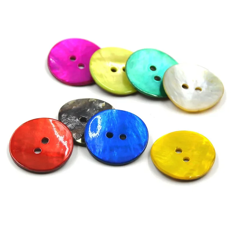 10pcs/lot Natural Shell Sewing Buttons Color Mother of Pearl Shell Round Buttons 2 Holes for Clothing DIY Garment Accessories