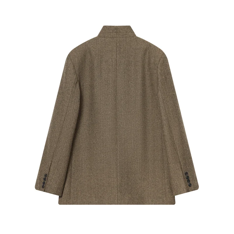 Women's Coat 2025 Winter New Camel Long-Sleeve Twill Single-Button Simple Blazer Casual Fashion Versatile Style