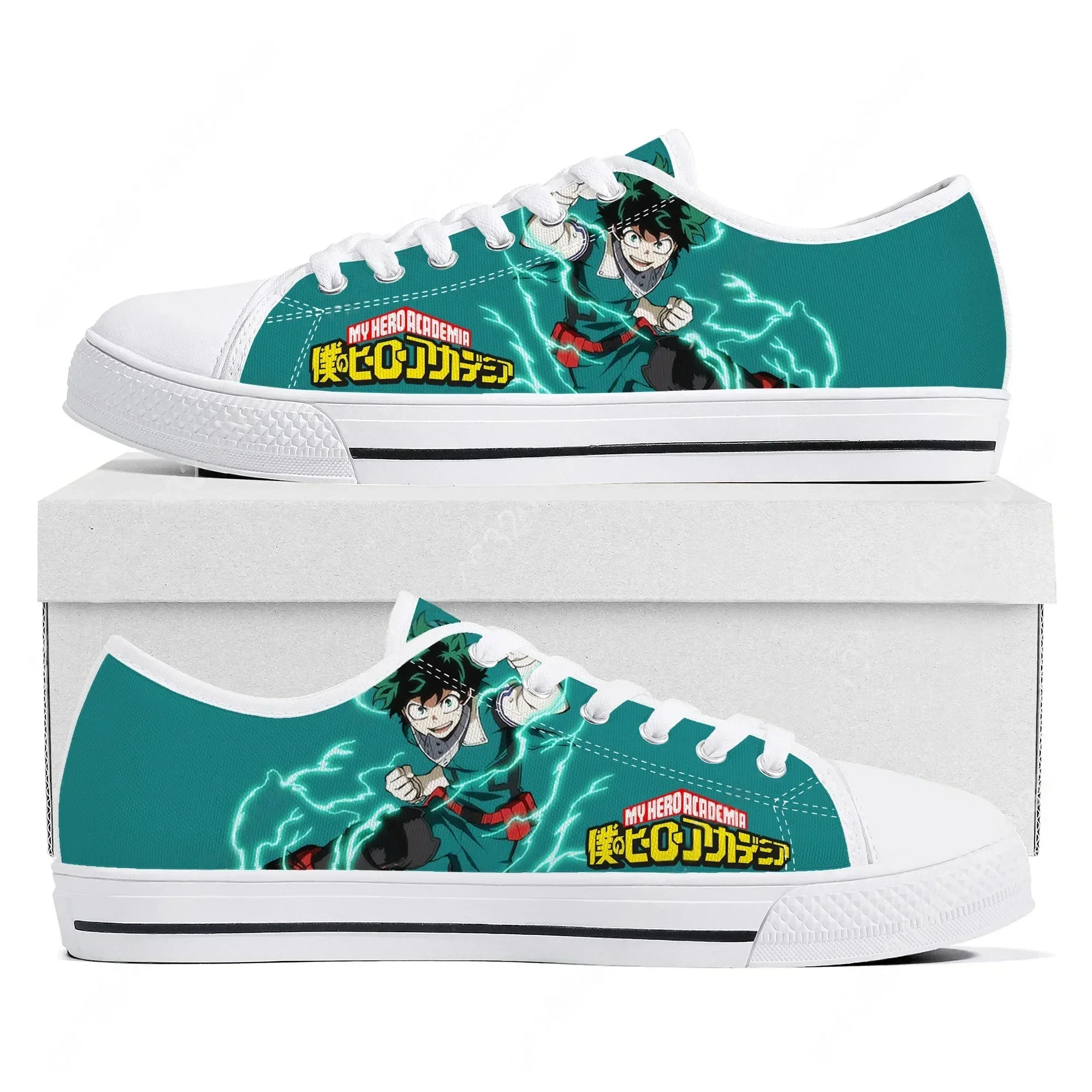 Izuku Midoriya Hero Academia Low Top Sneakers Mens Womens High Quality Canvas Sneaker Casual Couple Shoes Custom Shoe