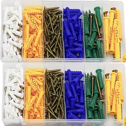 232PCS Plastic Self Drilling Ribbed Drywall and Wall Anchors with Screws Kit Wall Plug Anchor Expansion Bolt Pipe Column