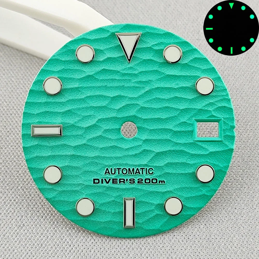 High Quality Green Luminous NH35 Dial 28.5mm  Watch Dials Fits for NH35/NH36/4R/7S Movement Men Watch Accessories