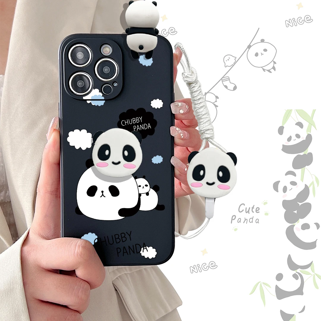 Funda con soporte y cuerda para Samsung Galaxy, S7, S8, S9, S10, S20, S21, S22, S23, S24 Plus, Ultra FE Winking Panda