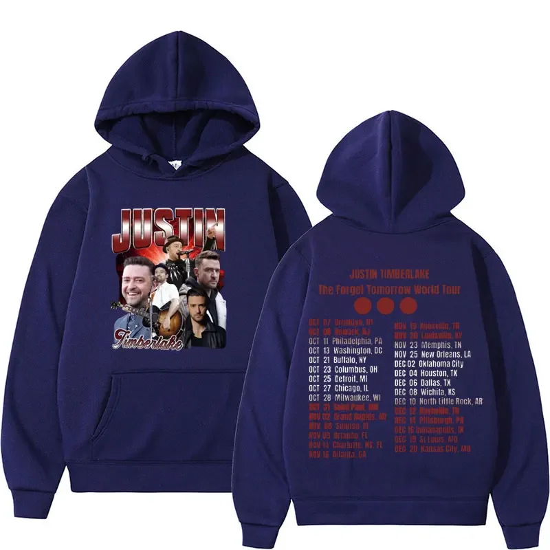 Limited Justin Timberlake Fall Tour Hoodie Forget Tomorrow 2024 Pullover Bluzy Mężczyźni Kobiety Harajuku Gothic Oversized Hoodies