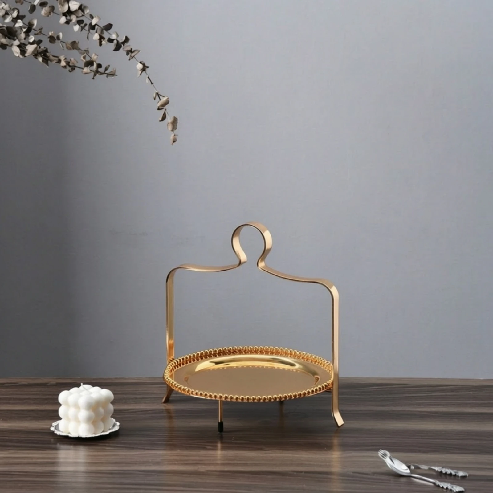 Dessert Stand with Handle Polished Stainless Steel Cake Stand Single Tier Dessert Riser Silver Easy to Clean for Bakers