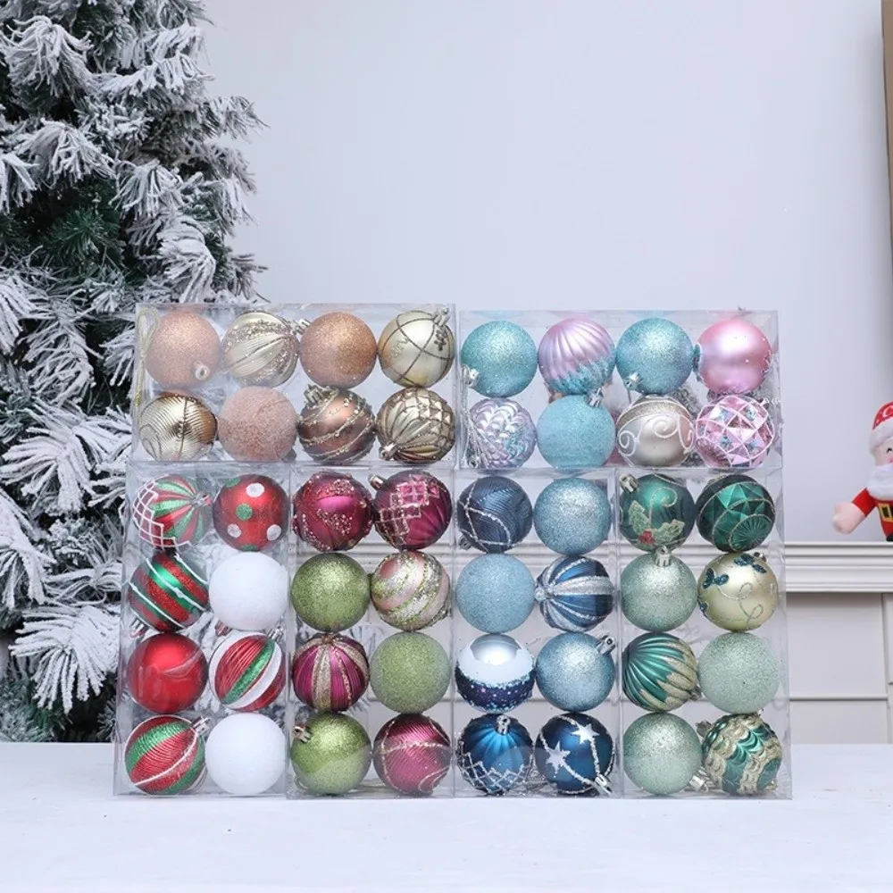 

6cm Painted Christmas Ball Electroplated Colorful Christmas Hanging Ball Plastic Shatterproof Xmas Tree Decoration