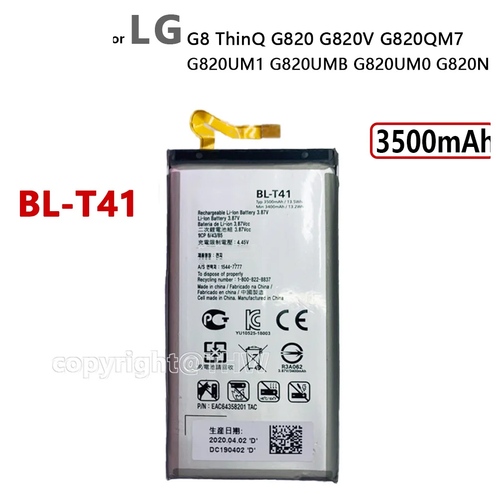 Original Replacement Battery BLT41 BL-T41 Battery For LG G8 ThinQ LMG820QM7 LMG820UM1 LM-G820UMB LMG820UM0 LM-G820N 3500mAh