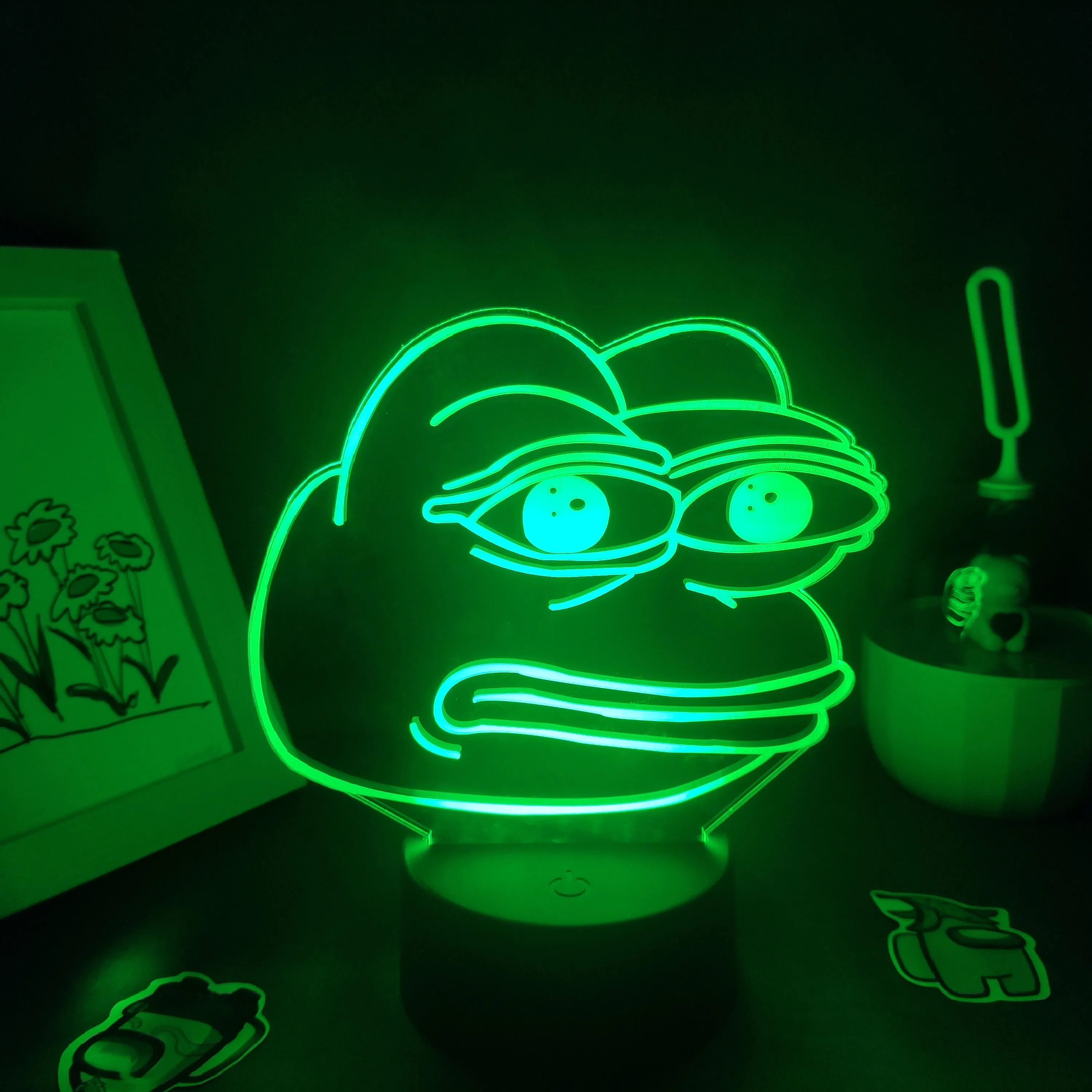 

Cute Animal Sad Frog Pepe Feels Bad Good Man 3D LED Neon Lamps RGB Night Lights Colorful Gift For Kids Child Bedroom Table Decor