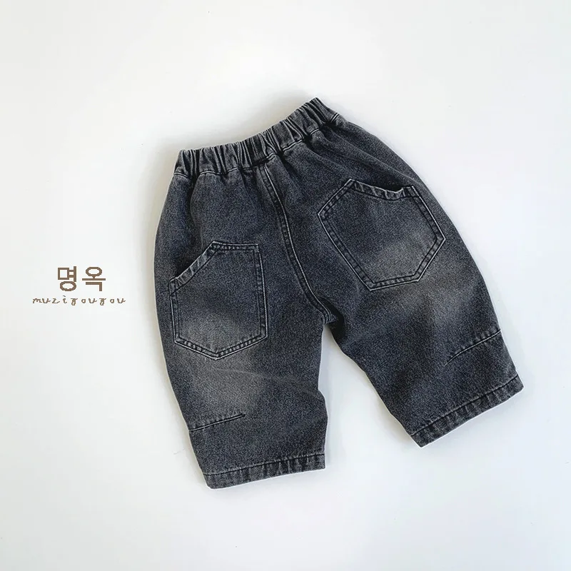 

UNITIM Kids Baby Boys Jeans 2026 Spring Solid Color Newborn Boys Demin Pant Versatile Mid Waist Toddler Boys Casual Trouser