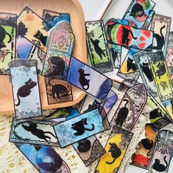 50pcs black cat stickers cartoon cat pet stickers diy decorative stationery cup helmet laptop guitarist shell scrapbook paste