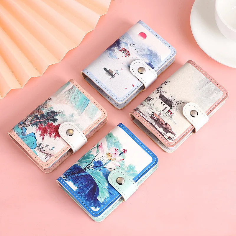 ID Credit Cards Holders Scenery Cute Business Shield Card Holder Organizer Coin Pouch Wallets Bag Bank Bus Card Cover