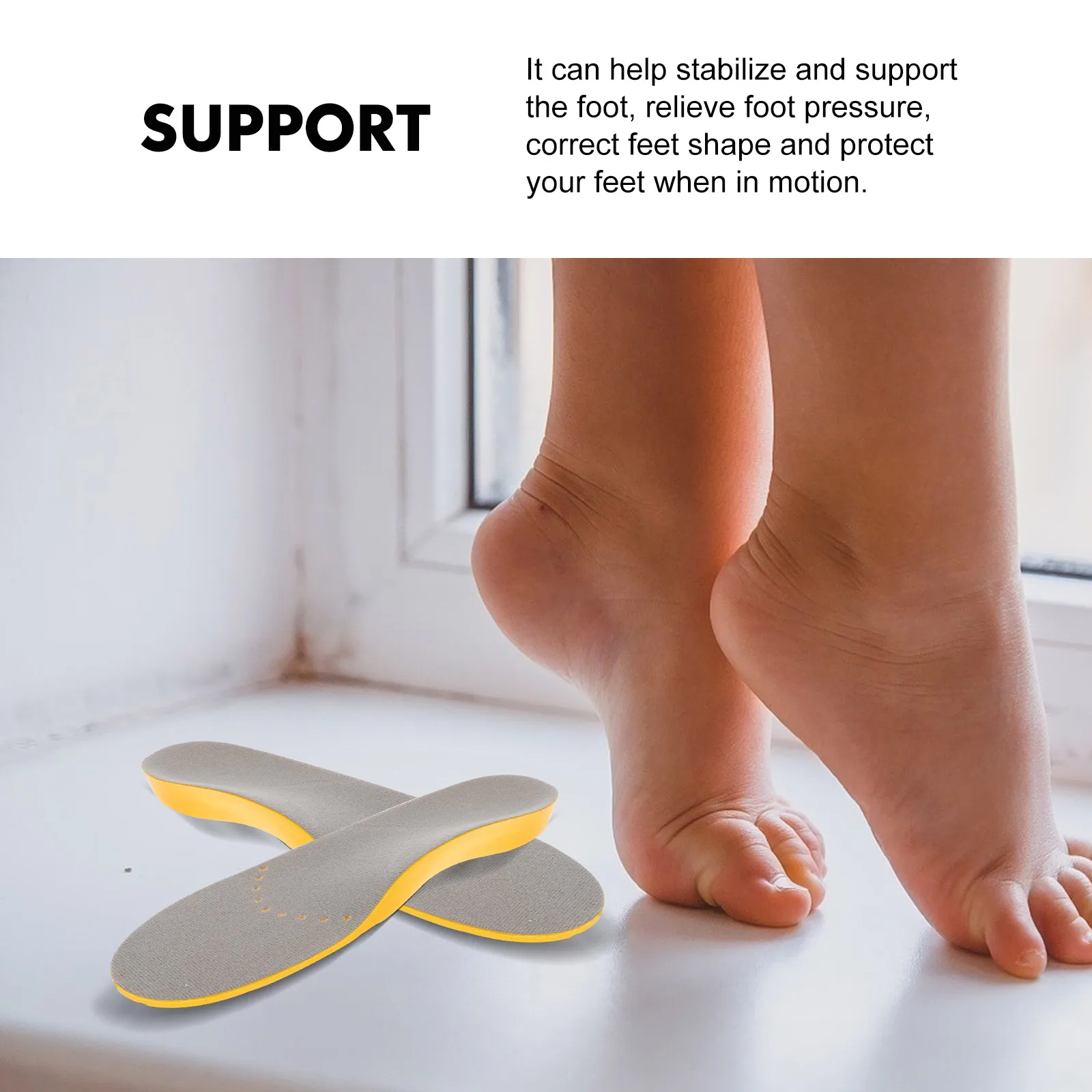

Orthopedic Insoles Flatfoot Correction Arch Support Foot Pad Cushion Relieves Pressure Stabilizes Feet Protects