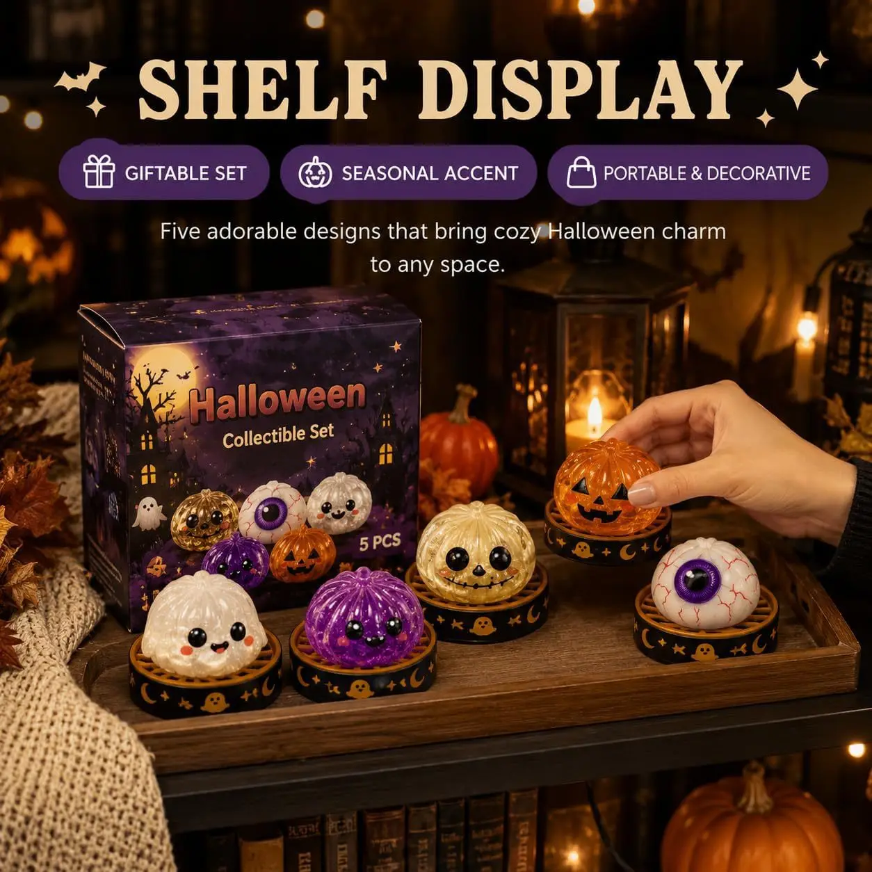 Jouet anti-stress Squishy Citrouille d'Halloween 8,5 cm, boîte surprise, balle à presser à récupération lente avec emballage en boîte colorée