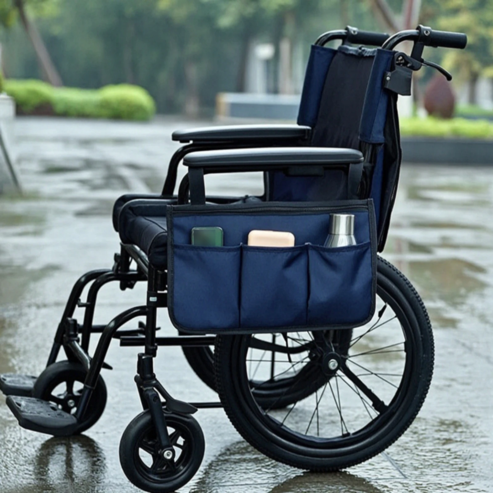 Wheelchair Side Organizer Bag Long-Lasting Wheelchair Armrest Pouch Armrest Bag Convenient Compact for Disabled, Travel, Outings
