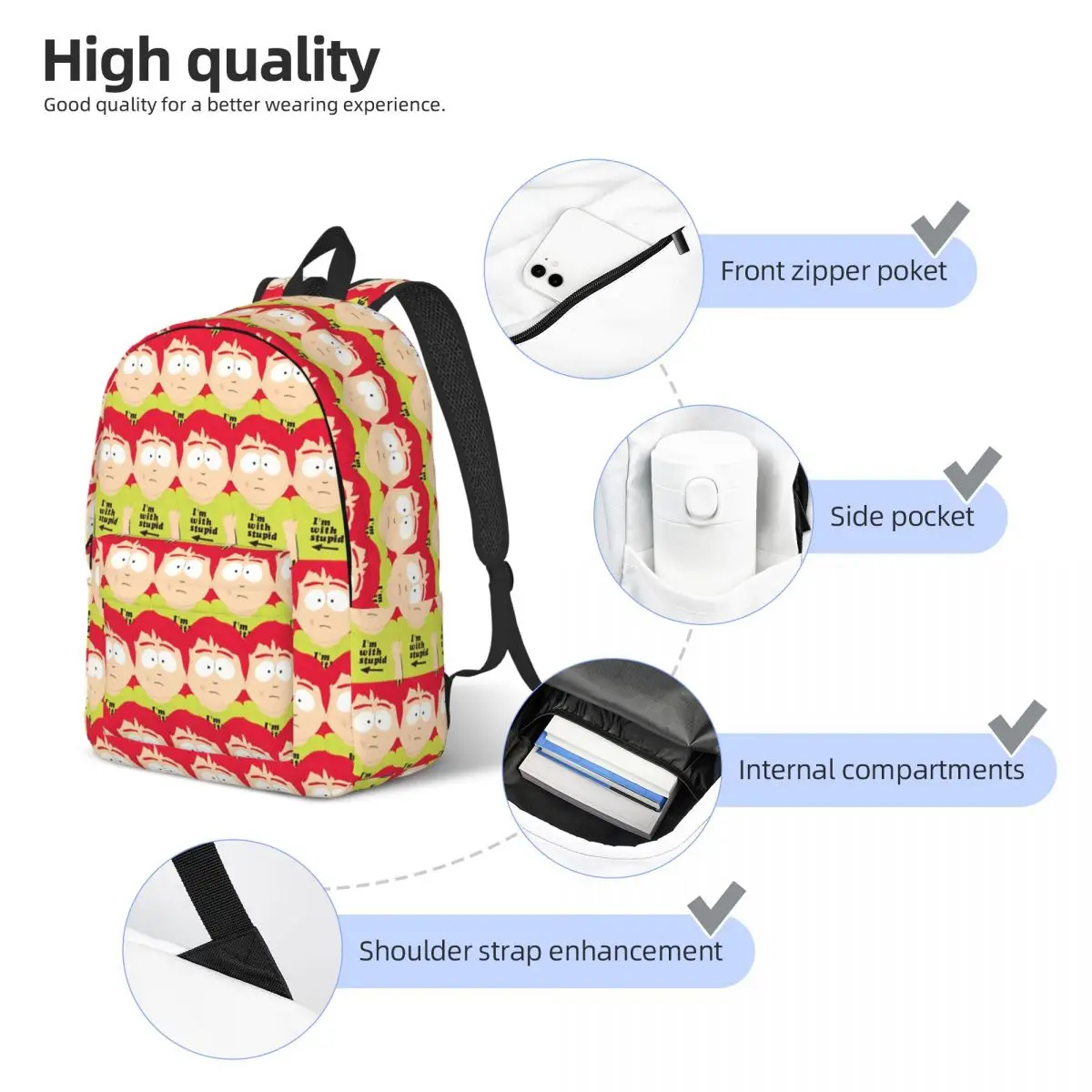 Carol McCormick Souths Parks Backpack for Men Women Fashion High School Business Daypack College Canvas Bags Sports