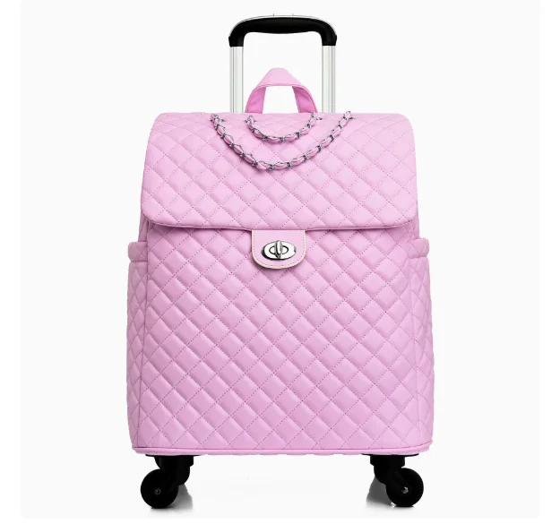 

Women wheeled Boarding Suitcase Rolling luggage handbag Travel trolley bags PU leather Women Carry on hand luggage suitcase bag