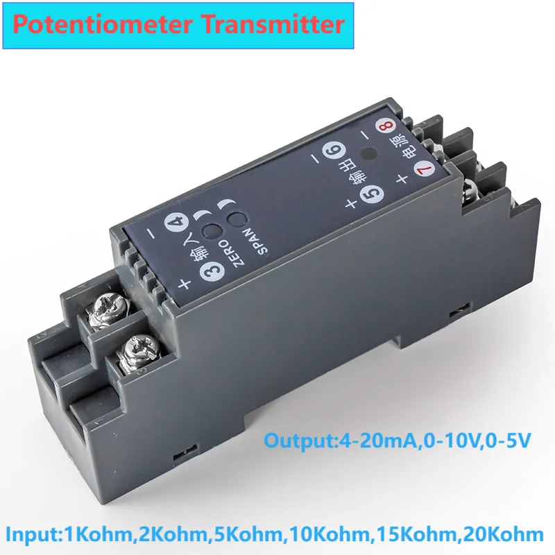 0-10Kohm to 4-20mA Potentiometer Signal Isolation Transmitter Conversion Current Analog Module Slip Wire Resistance