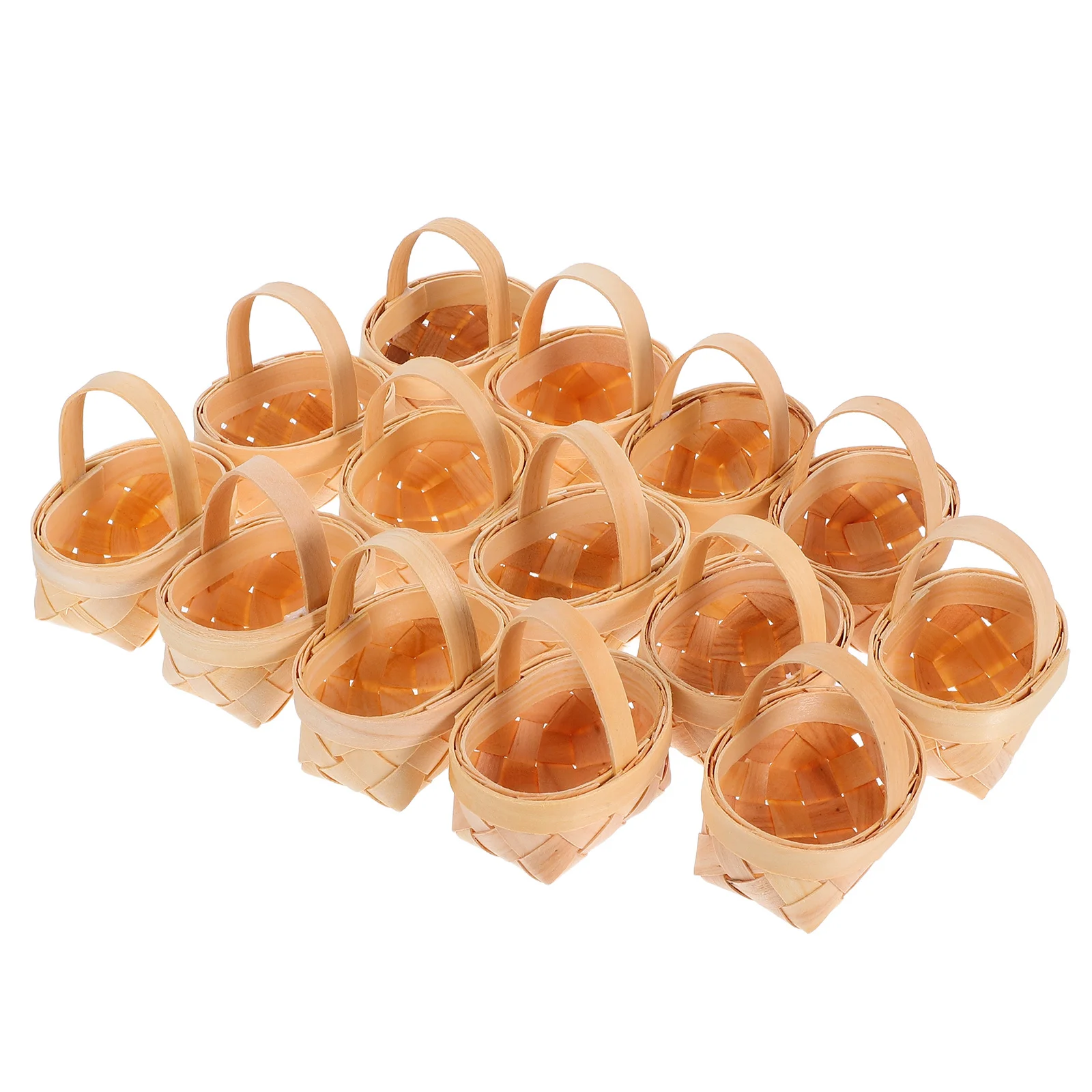 

14pcs Mini Woven Baskets Handmade Wood Chip Basket Small Storage Organizer For Party Favors Wedding Candy Craft Farmhouse