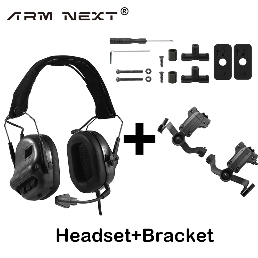 Tactical Headset Protection Noise Earmuff Shooting Hunting Earphones Microphone for OPS Core ARC Team Wendy M-LOK helmet