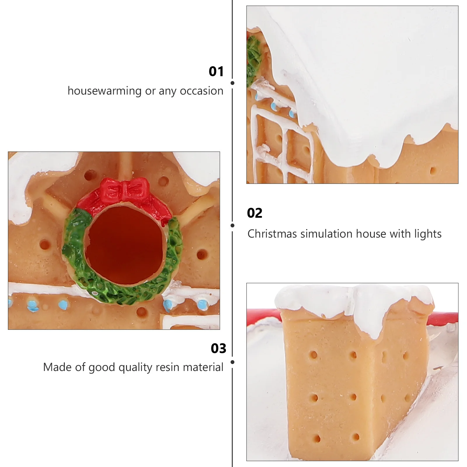 

1Pcs Christmas Lighting House Resin Mini Landscape Decor Xmas Party Table Ornament Mini Christmas House Xmas Party Decor