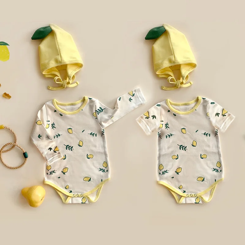 

Cartoon Lemon Baby Clothes Romper with Hat Newborns Bodysuit Children's Clothing Girl Boy Bodysuit Babies Overalls