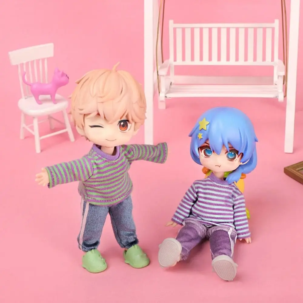 Handgemachte Puppe lose Streifen Kleidung Freizeitkleidung Mode Sport Hosen 9 Stile Puppe T-Shirt für 1/11 OB11 Puppen/für 1/12 BJD Puppen