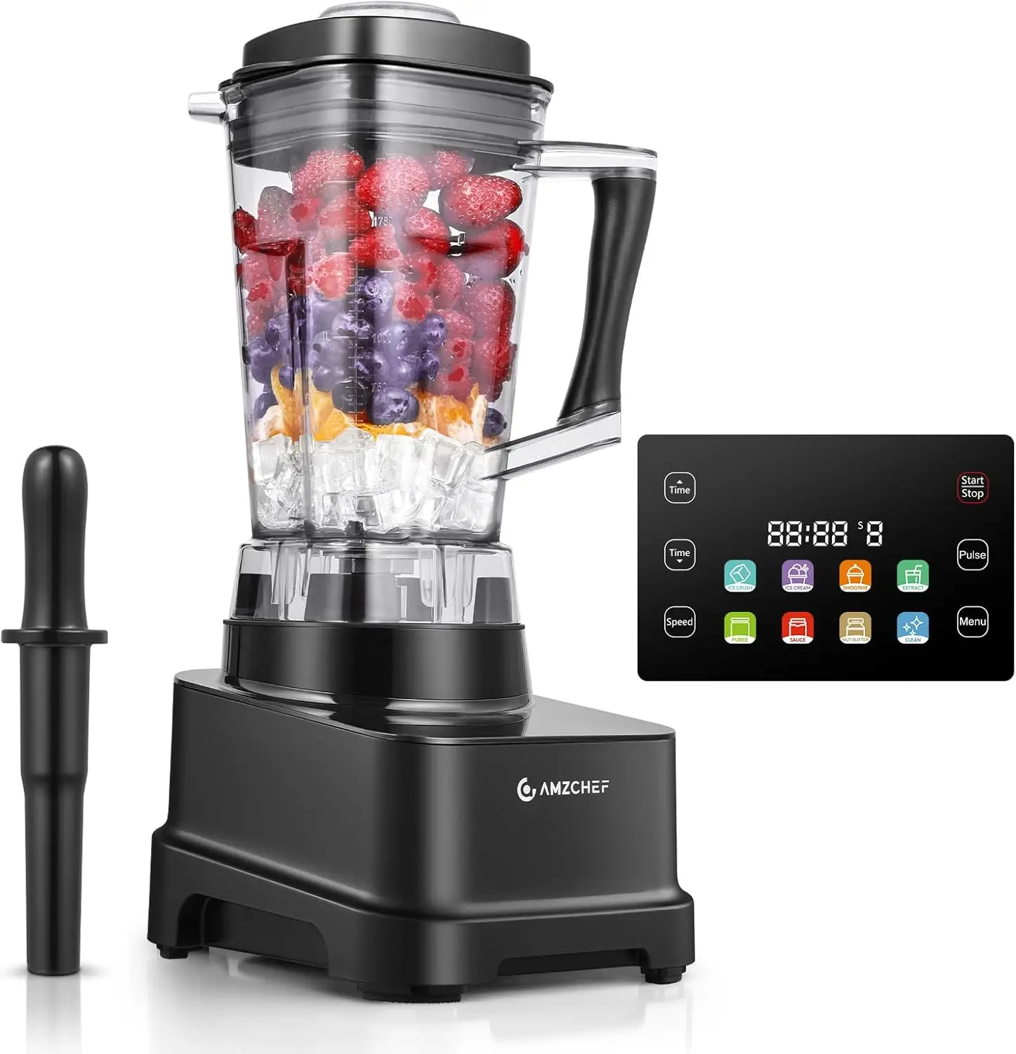 

8-IN-1 Professional Blender, 2000 W Commercial Blenders for Kitchen with Timer, Innovative LED Touch Panel with 8 Preset Program