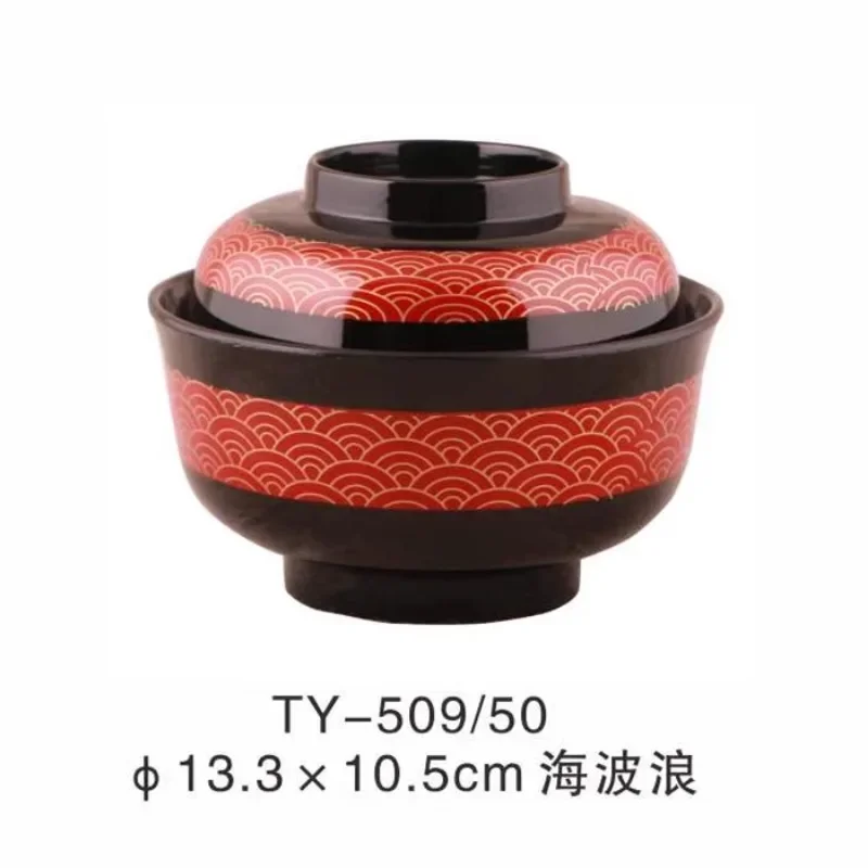 Plato coreano, vajilla, taza Ramen, estilo japonés, tazón con cubierta para sopa de miso, tazón comercial de plástico para fideos instantáneos, tazón pequeño de melamina de 470ml