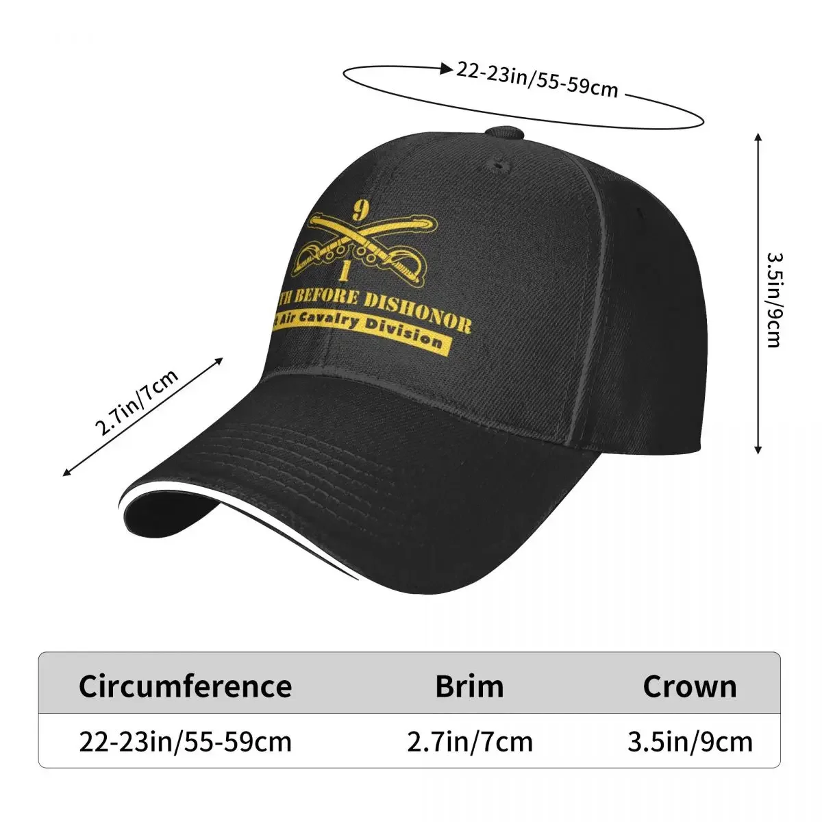 DEATH BEFORE DISHONOR / 1st Cavalry DivisionCap Baseball Cap baseball cap |-f-| Mountaineering baseball Cap female Men\'s