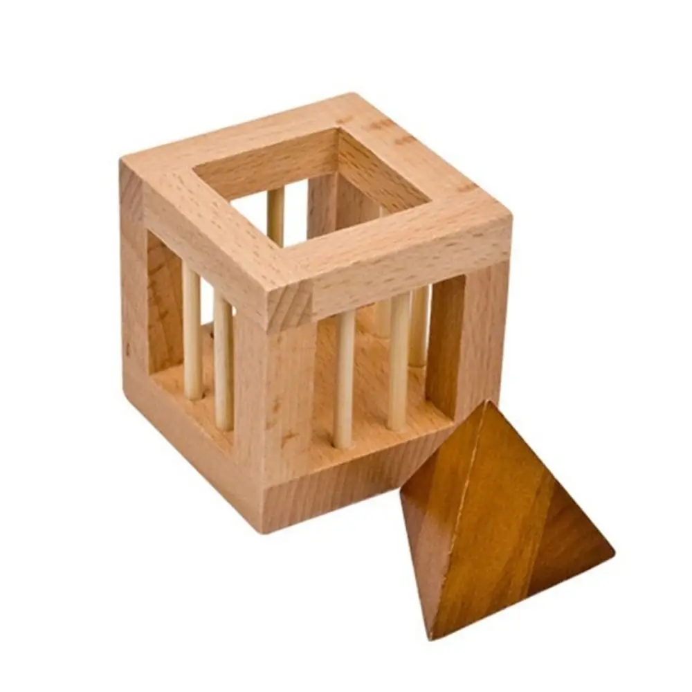 Ontgrendel houten hersenkrakerpuzzel Driehoekskooi Teaserpuzzel 3D Ontgrendel houten hersenkraker