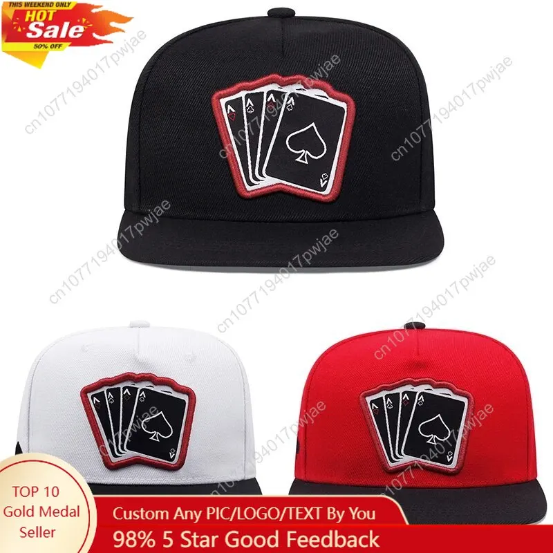 

2024 New Fashion Hip Hop Cap Men Women Adjustable Playing Card Embroidered Baseball Caps Outdoor Sun Hat Unisex Snapback Hats