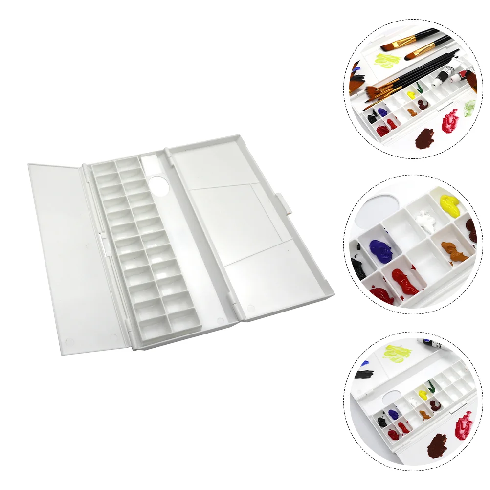 

Paint Trays Palette Painting Color Empty Watercolor Holder Tools Case for Artist Student Mixing White Travel