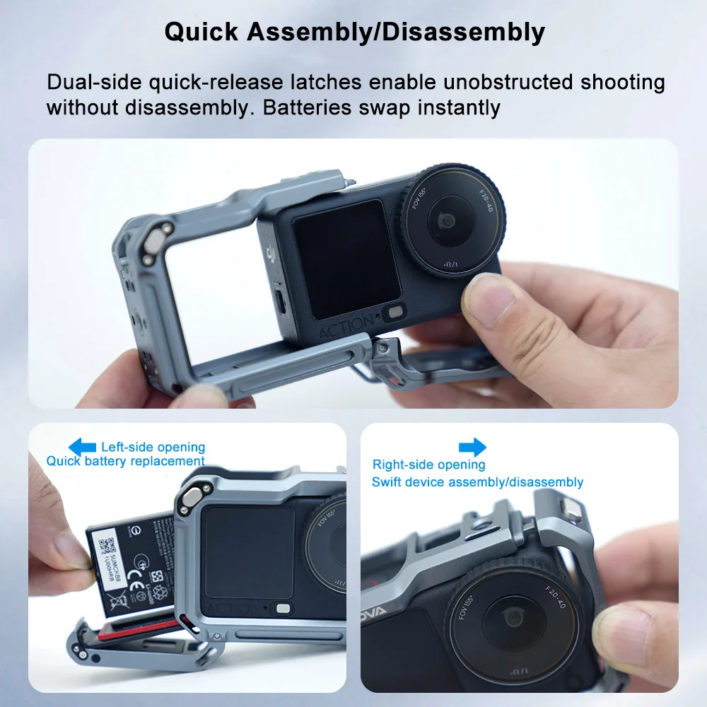 

Aluminum Rabbit Cage for DJI Omo Action6,Multifunctional Metal Frame Expansion Adapter Mount Protective Case for DJI Omo Action6