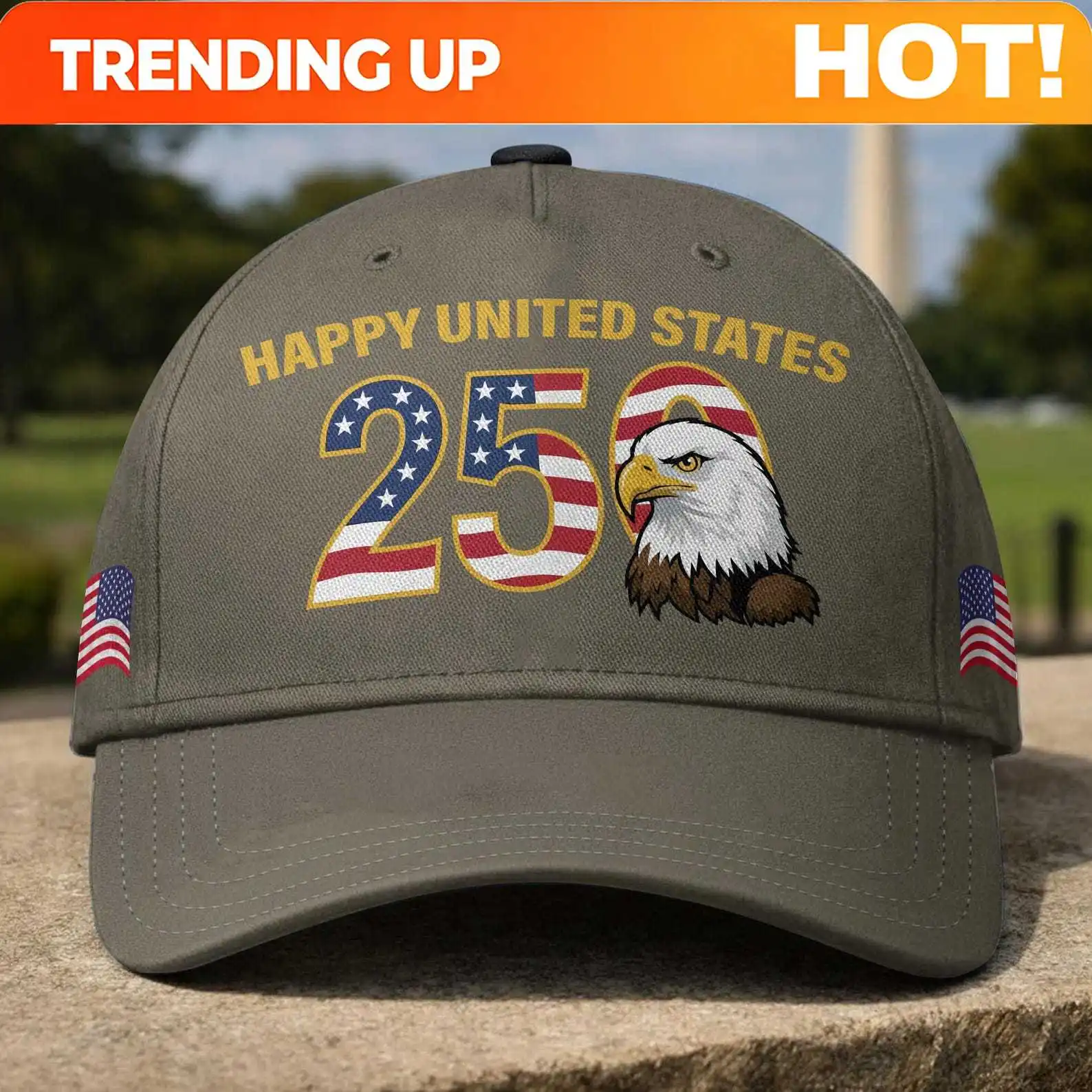 250th Anniversary USA Baseball Cap, Bald Eagle American Flag Hat, 1776–2026 Cap, Patriotic Gift, 4th of July Gifts