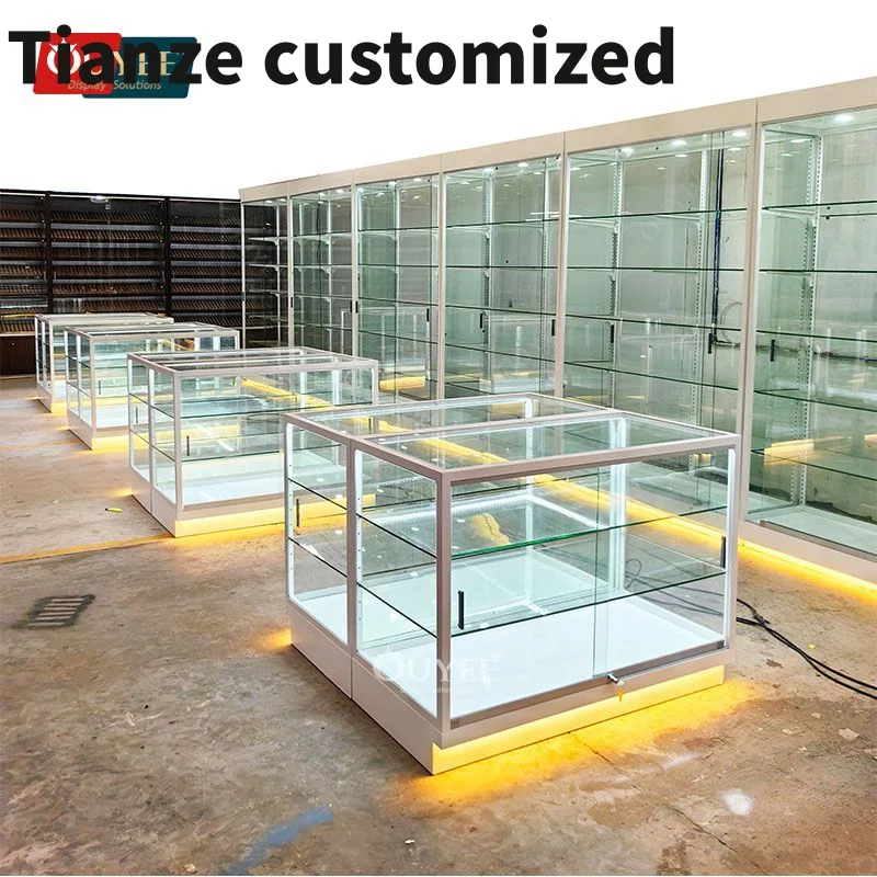 Customized-Gas Station Display Racks Shop Glass Counter Cigarettes Shelves Display Stand Smoke Shop Showcase Wood With H