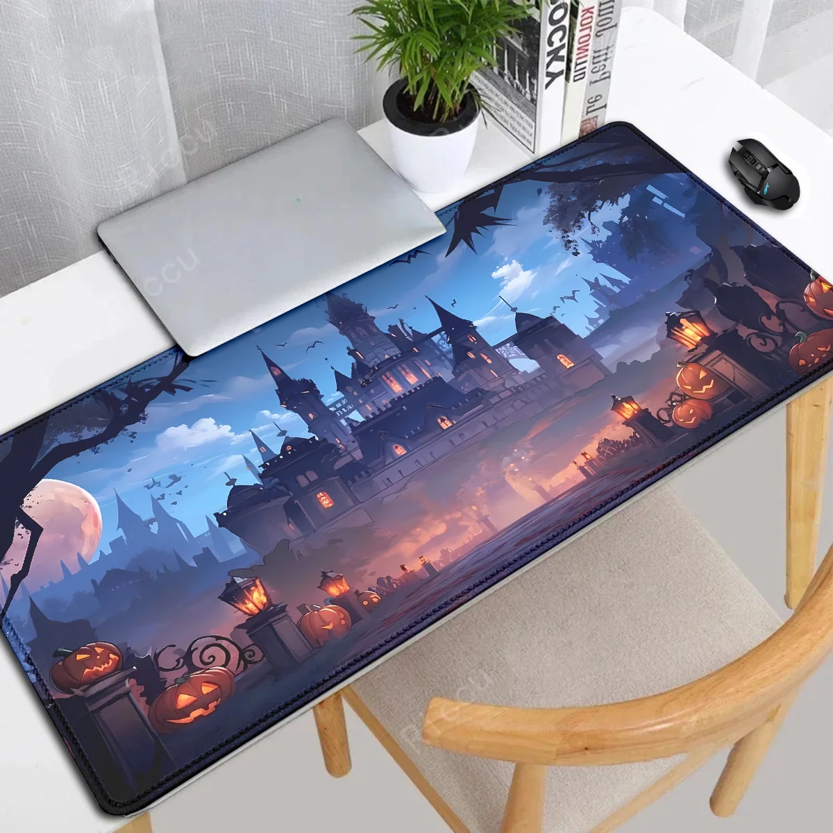 Halloween Pumpkin Bat Desk Mat Extended Gaming mouse pad Large mousepad XXL Keyboard Game Mousepad Office Home Decor Accessories