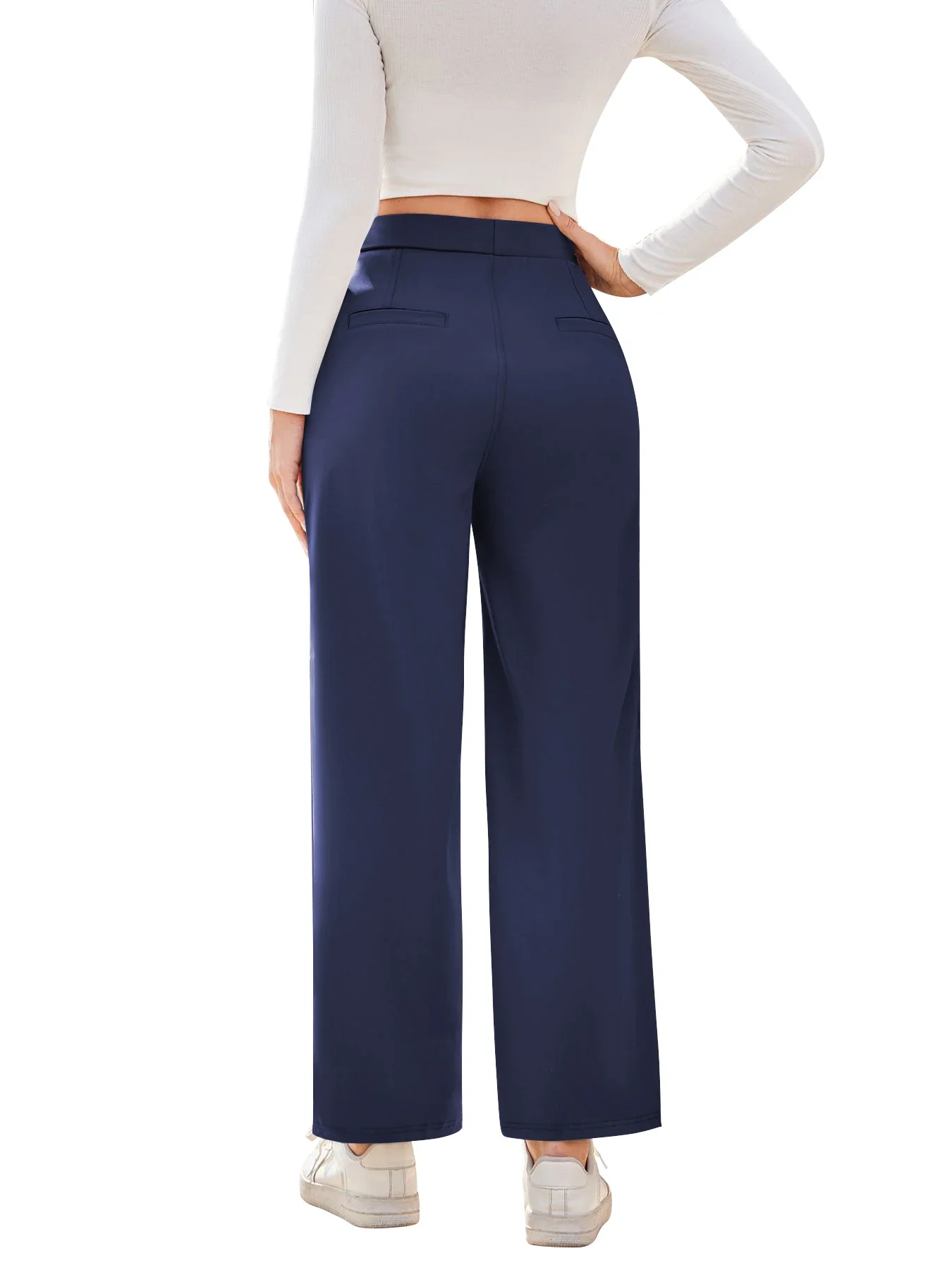 Flex High Waisted Work Pants Plicated Side Pockets Straight Leg Cargo  Business Pants Straight-Leg Cut Breathable Versatile Wear - AliExpress