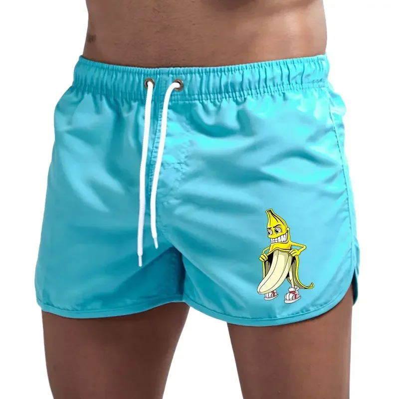 2026 Summer New Men's Fashion Trend Cartoon Banana Pattern Printed Shorts Outdoor Sports Training Quick Drying Beach Shorts