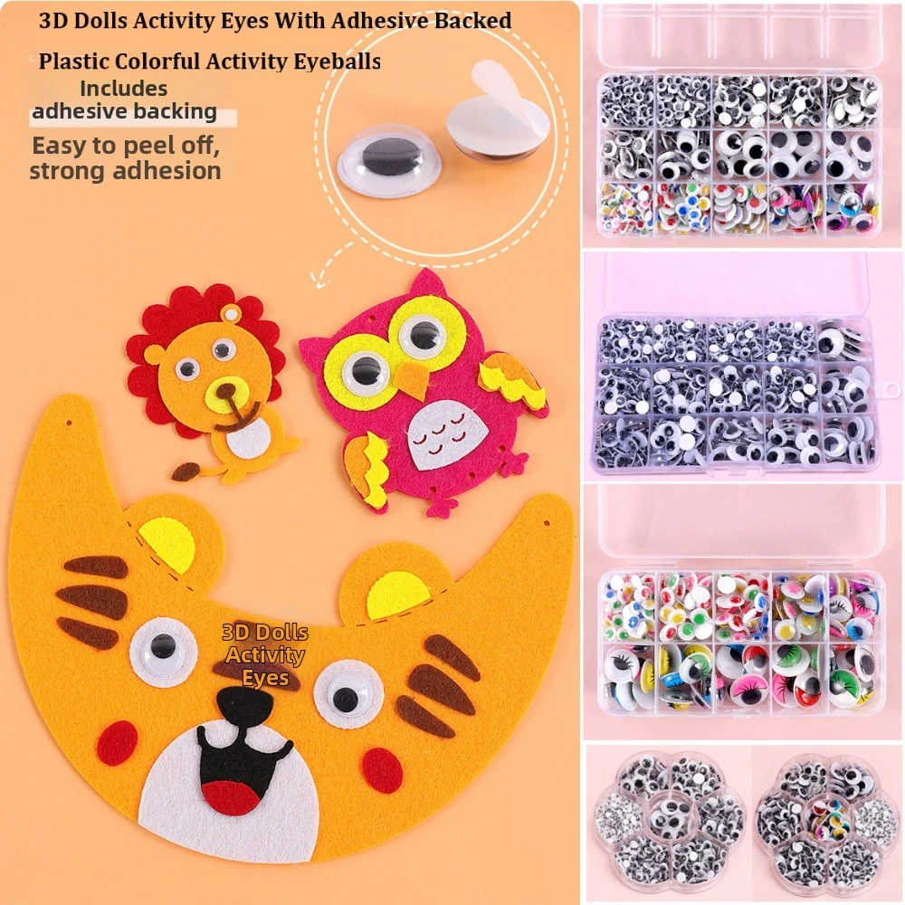 50/100pcs/bag New 3D Dolls Activity Eyes DIY with Eyelashes Colorful Activity Eyeballs Plastic With Adhesive Backed Kids Eyes