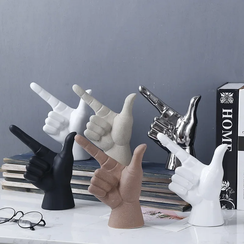 

Nordic Ceramic Gesture Finger Model, Desktop Decoration, Home Accessories, Office Study Bookcase, TV Cabinet Ornaments, VIP