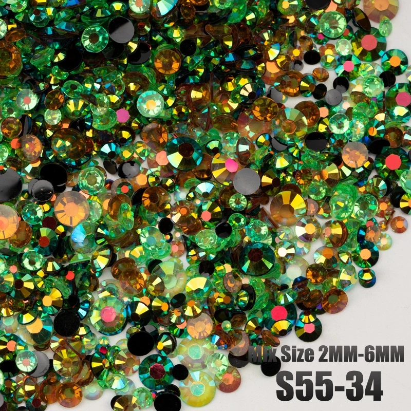 VDD 30/100g Neue Mischgröße 2-6mm Harz-Strasssteine Kristallfarbe AB Flache Rückseite für DIY-Bastelarbeiten, Nagelkunst-Dekorationen, Großhandel – Detail 39