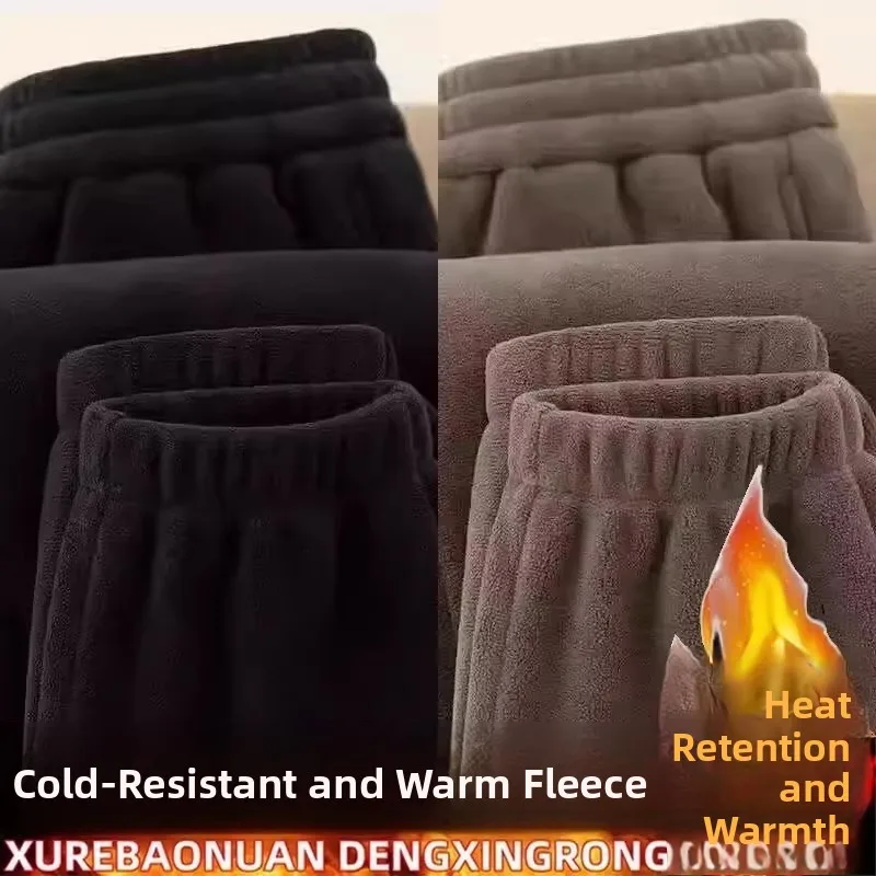 Thiened على الوجهين Fce الدافئة الرجال السراويل الطويلة الخريف الشتاء الترفيه الرياضة Sle بنطلون للارتداء اليومي والعمل