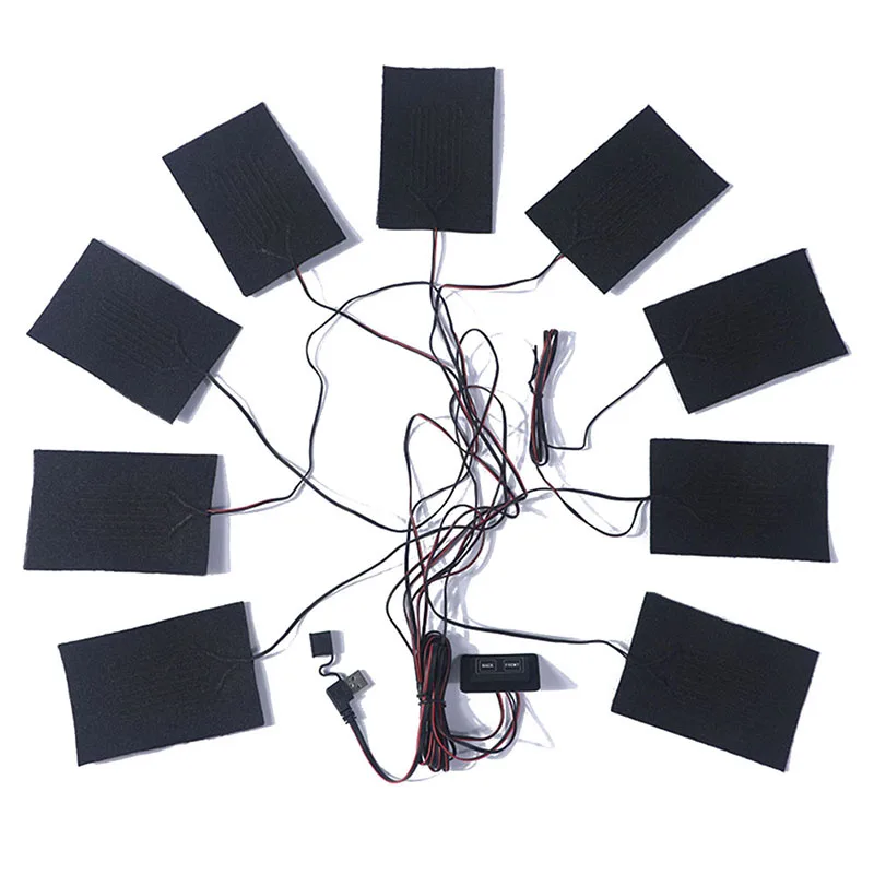 USB 의류 가열 패드, 45 ℃-65 ℃, 8 개의 가열 패드, 가열 블록 조끼, 히터 전원 공급 장치, 열 액세서리