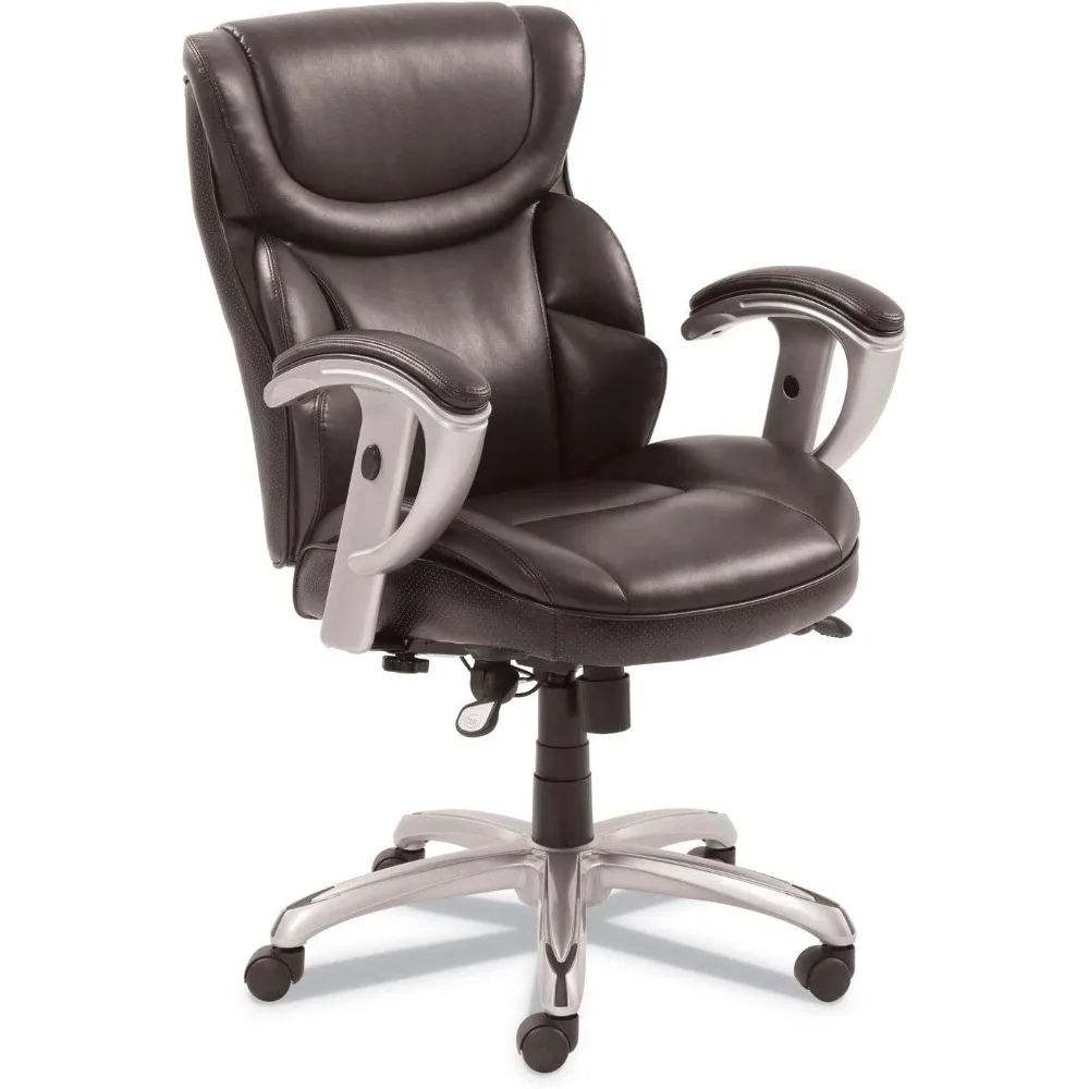 

Рабочий стул SertaPedic Emerson, поддерживает до 300 фунтов, высота сиденья от 18,75 до 21,75, коричневое сиденье/задняя часть, серебряное основание